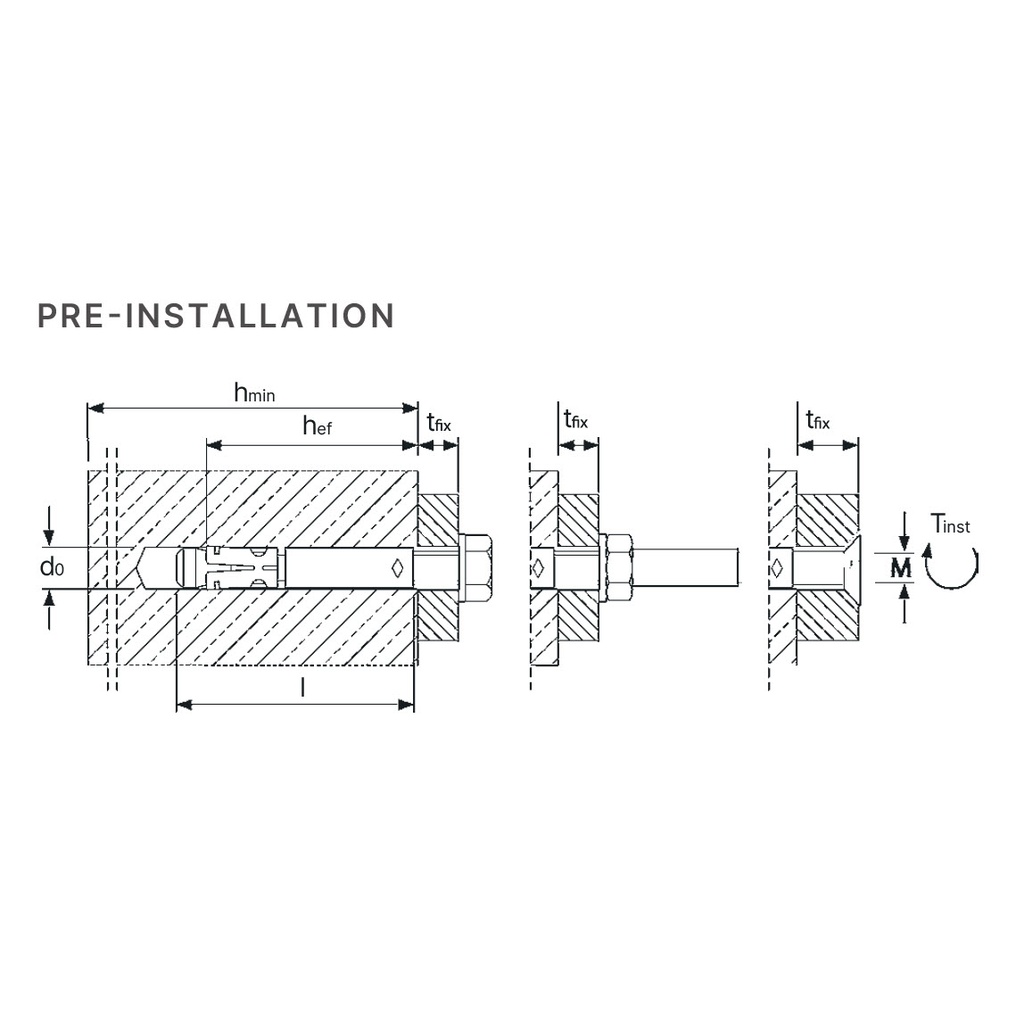 Certifix CFBZ-IG M 6-0 A4 stainless pre-installation wedge anchor