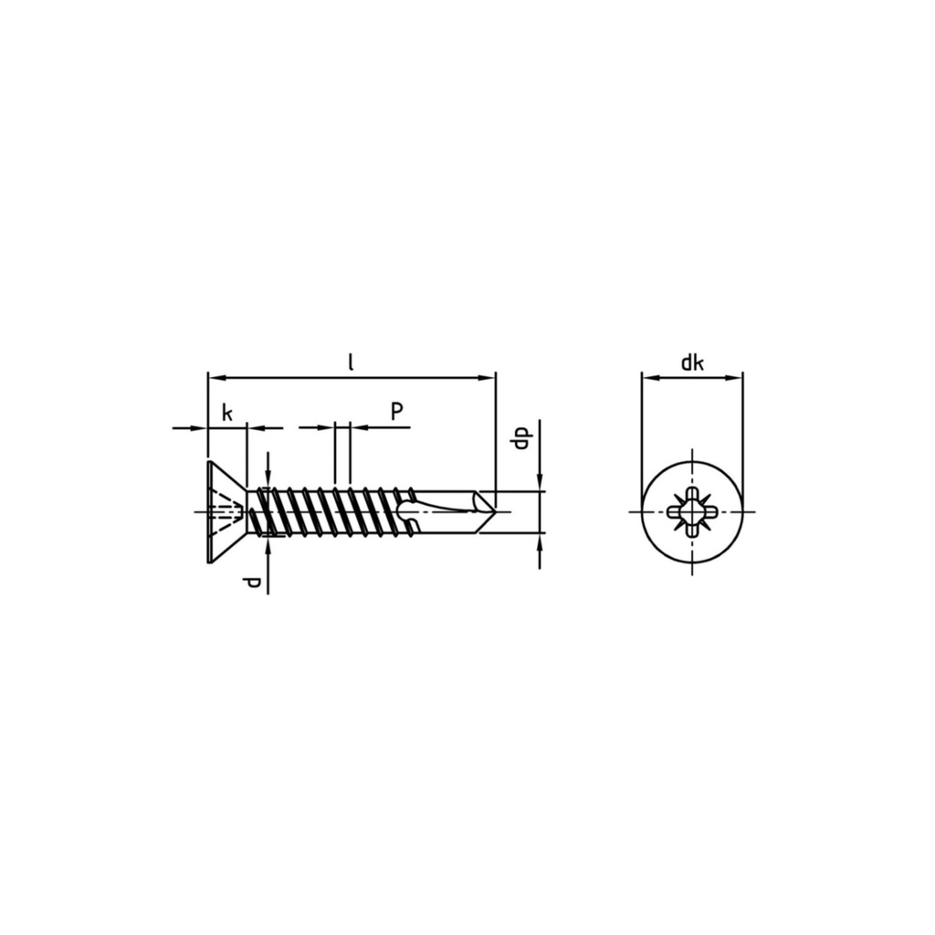 DIN 7504O A4 3.9 X 19 Z - Self drilling screws with countersunk head