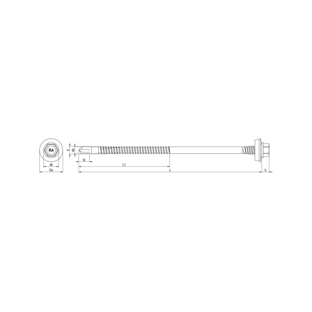 Certifix CFRP-7K-P 5.5 x 126 Hex head, A2 stainless Bi-metal sandwich screw E16