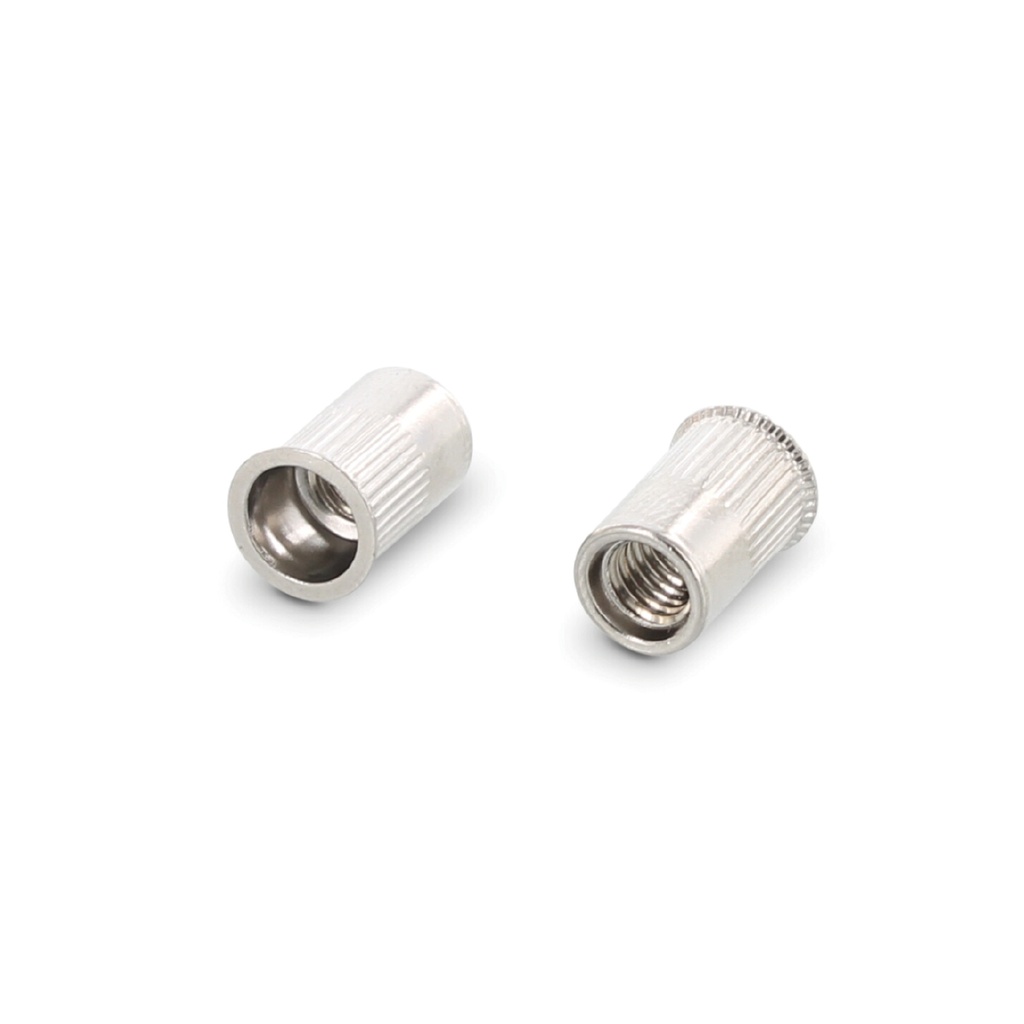 Reduced countersunk head knurled insert nut A2 stainless M8 x 15.5