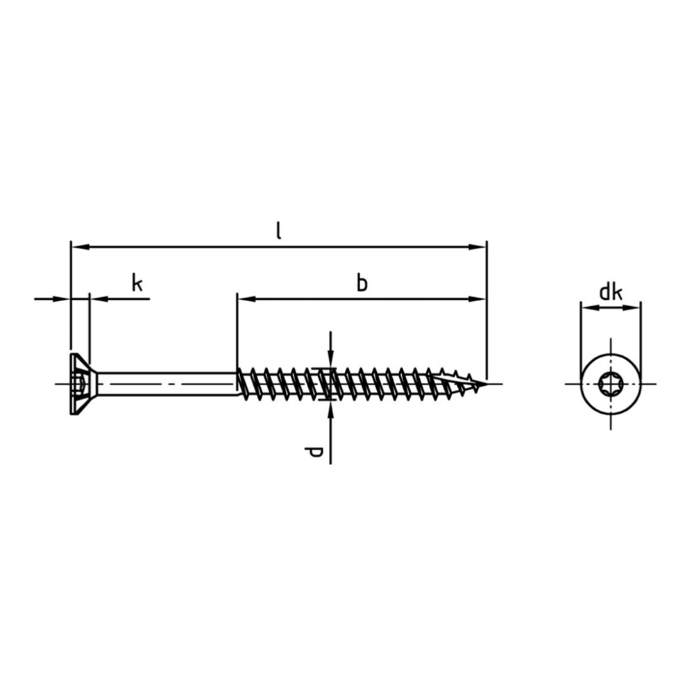 Timber screws self embedding countersunk head A2 stainless with cutting point 6.0 x 120/70 TX25