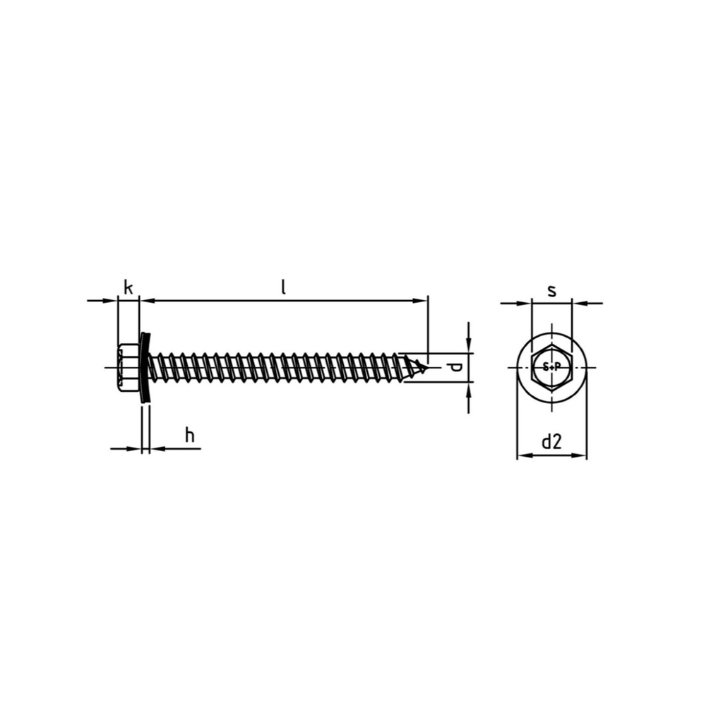 Timber screws hex head A2 stainless 6.5 x 32 with bonded 16mm washer