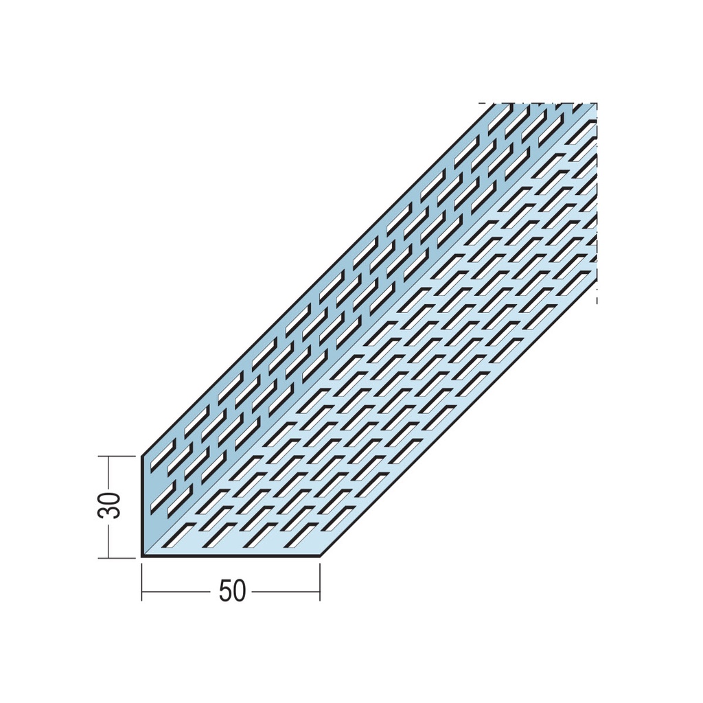 Certifix Ventilated Profile Angle Double Sided Square Perforation 30 x 50mm Aluminium Natural