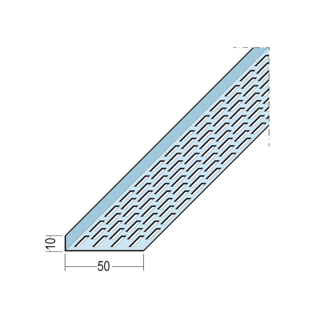 Certifix Ventilated Profile Angle One Sided Square Perforation 10 x 50mm Aluminium Natural