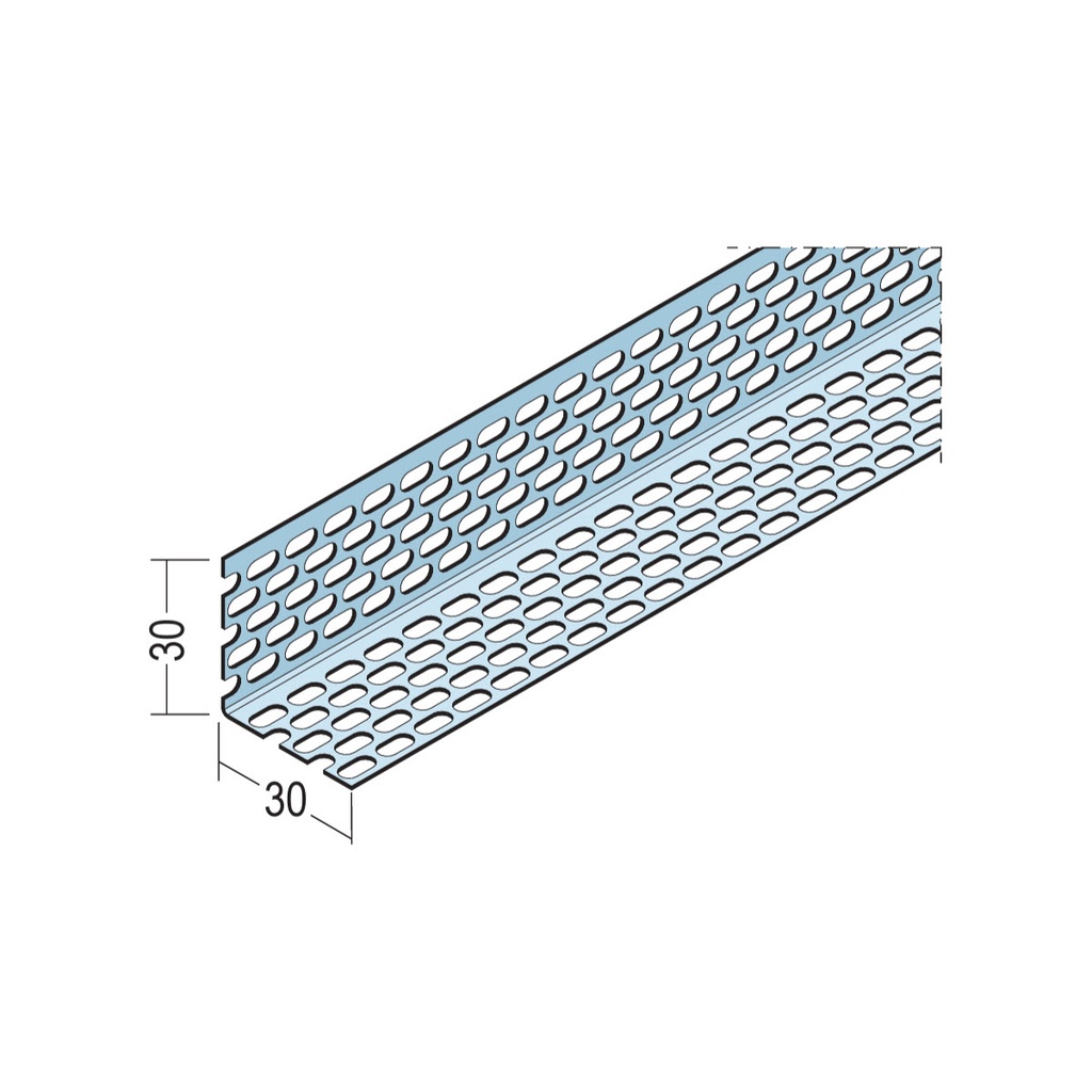 Certifix Ventilated Profile Angle Double Sided Oval Perforation 30 x 30mm Aluminium Natural