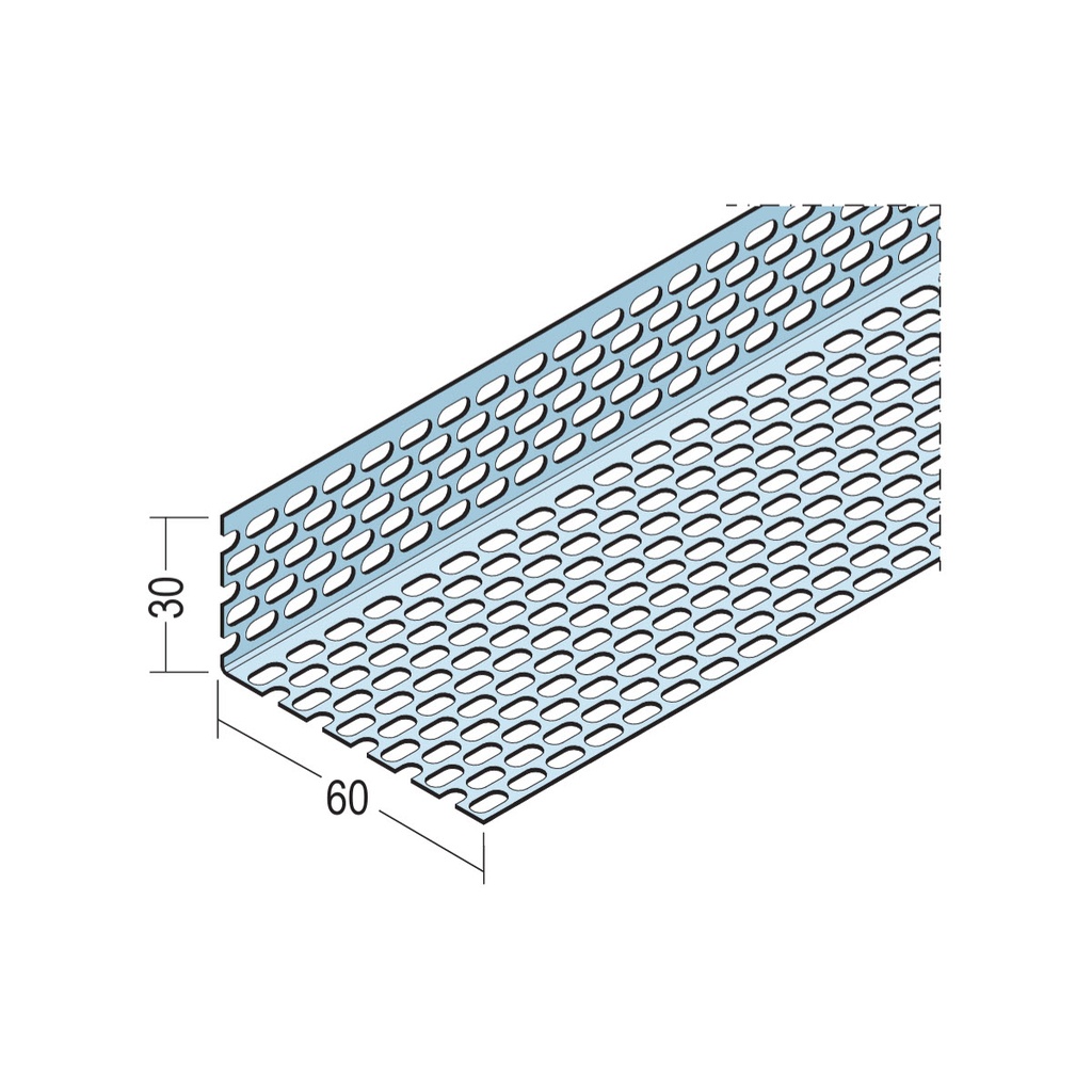 Certifix Ventilated Profile Angle Double Sided Oval Perforation 30 x 60mm Aluminium Natural  