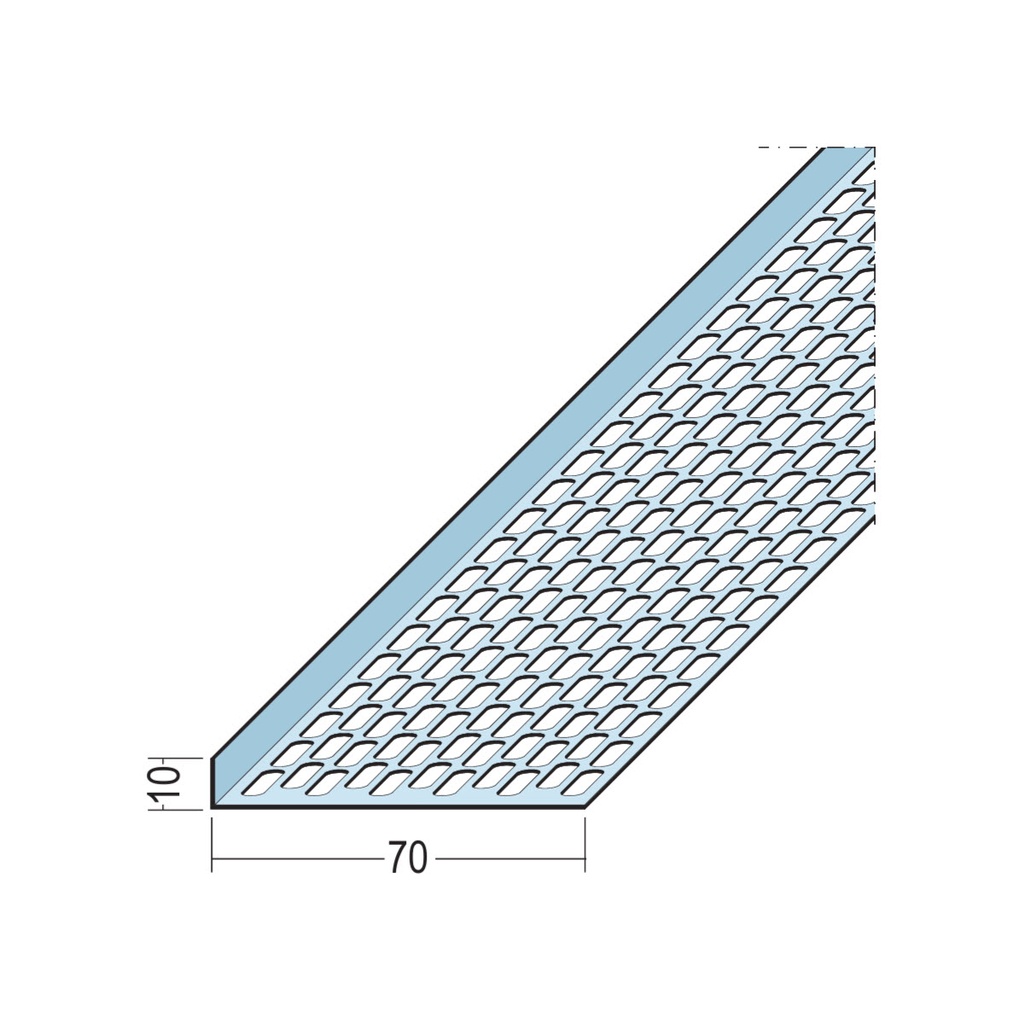 Certifix Ventilated Profile Angle One Sided Oval Perforation 10 x 70mm Aluminium Natural