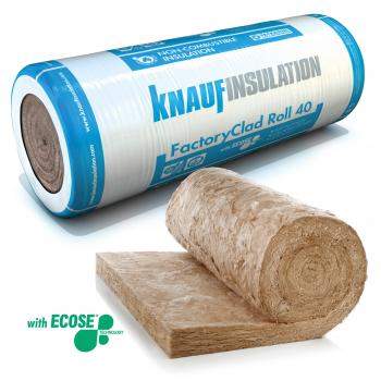 Knauf glass FactoryClad Roll 40 3.7m x 1200mm x 260mm [Pack of 4.44m²]